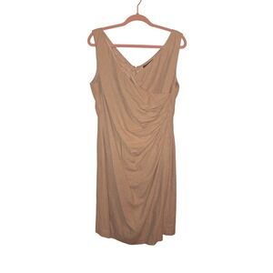 Ralph Lauren Womens Size 14 Linen Blend Ruched Classic Timeless Minimalist Dress